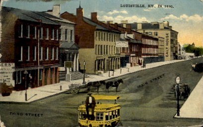 Third Street, Main Street - Louisville, Kentucky KY Postcard