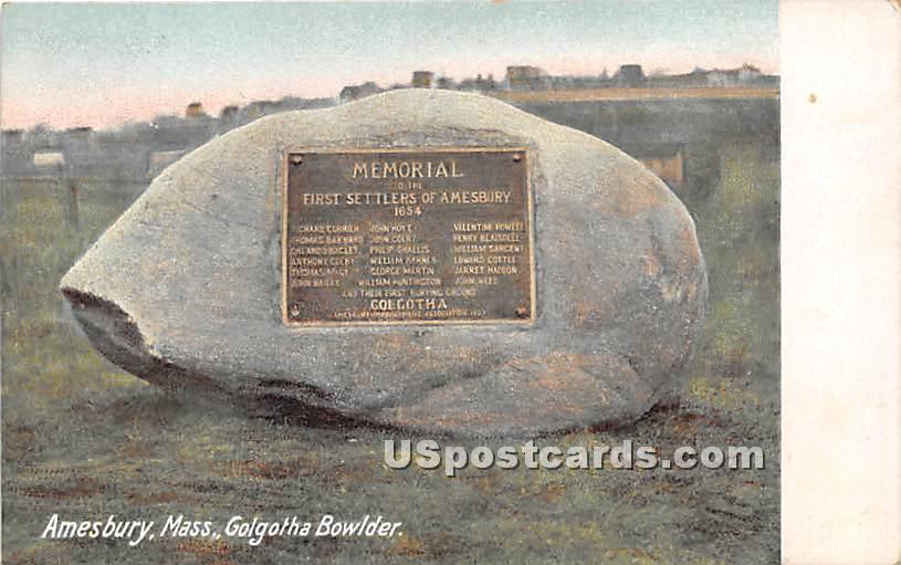 Golgotha Bowlder - Amesbury, Massachusetts MA Postcard