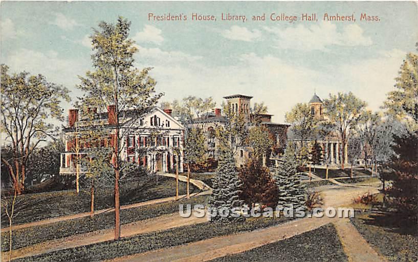 Presidents House, College Library, & College Hall - Amherst, Massachusetts MA Postcard
