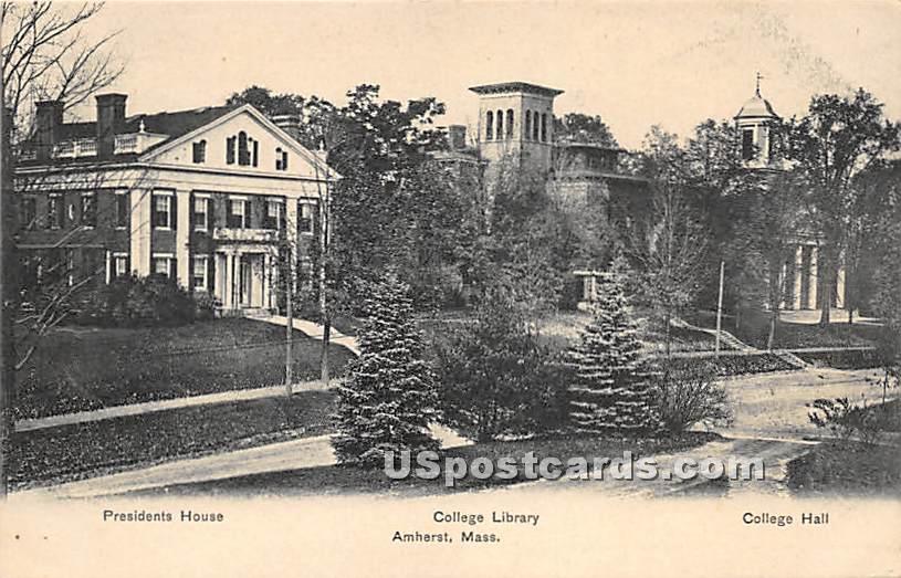 Presidents House, College Library, & College Hall - Amherst, Massachusetts MA Postcard