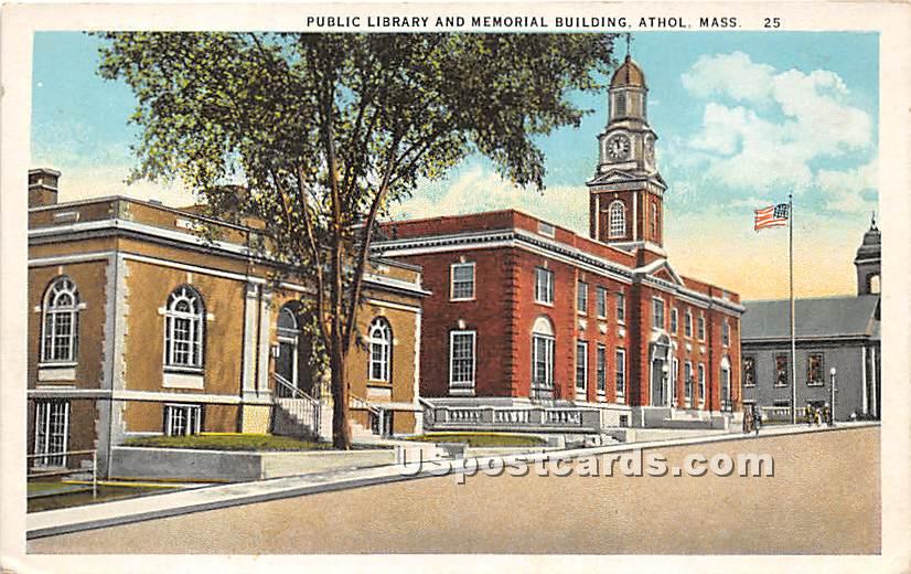 Public Library & Memorial Building - Athol, Massachusetts MA Postcard