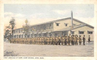 First Arrivals at Camp Ayer, Massachusetts Postcard