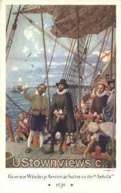 Governor Winthrop Arrives at Salem - Boston, Massachusetts MA Postcard