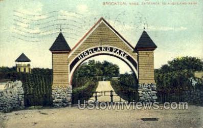 Entrance, Highland Park - Brockton, Massachusetts MA Postcard