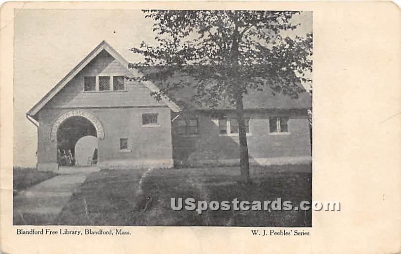 Blandford Free Library - Massachusetts MA Postcard