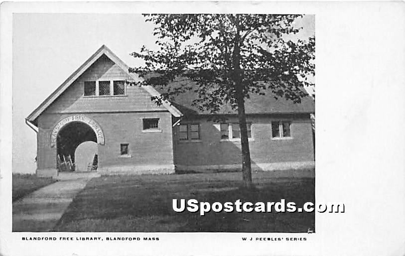 Blandford Free Library - Massachusetts MA Postcard