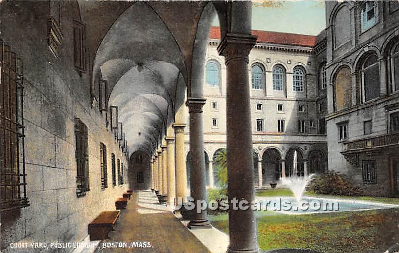 Courty Yard of Public Library - Boston, Massachusetts MA Postcard