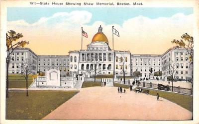 State House Showing Shaw Memorial Boston, Massachusetts Postcard