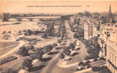 Charles River Basin & Esplanade Boston, Massachusetts Postcard