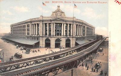 South Station & Elevated Railway Boston, Massachusetts Postcard