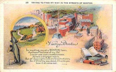 Trying to Find my Way in the Streets of Boston Massachusetts Postcard