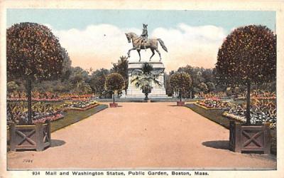 Mall & Washington Statue Boston, Massachusetts Postcard