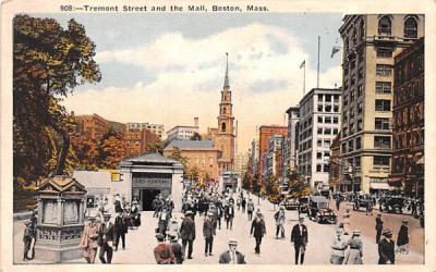 Tremont Street & the Mall Boston, Massachusetts Postcard