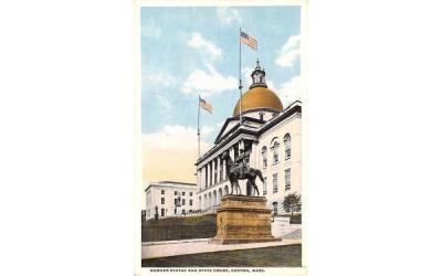 Hooker Statue & State House Boston, Massachusetts Postcard