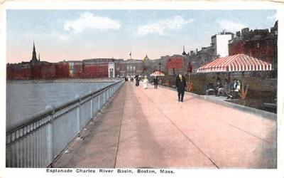 Esplanade Charles River Basin Boston, Massachusetts Postcard