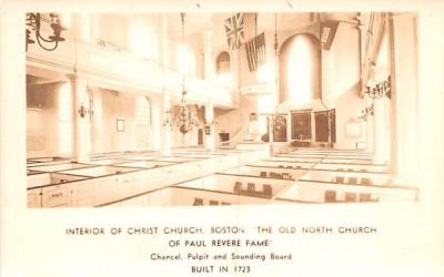 Interior of Christ Church Boston, Massachusetts Postcard