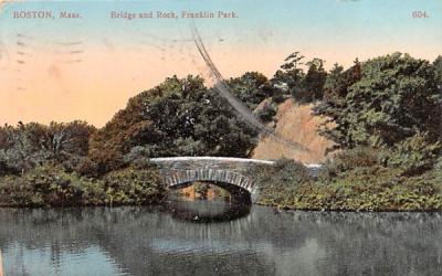 Bridge & Rock Boston, Massachusetts Postcard