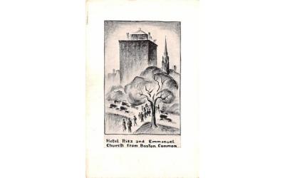 Hotel Ritz and Emmanuel Church Boston, Massachusetts Postcard