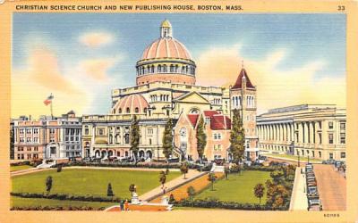 Christian Science Church Boston, Massachusetts Postcard