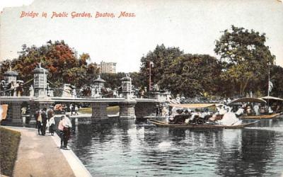 Bridge in Public Garden Boston, Massachusetts Postcard