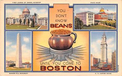 You Don't Know Beans Until You Come to Boston Massachusetts Postcard