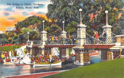 The Bridge in Public Gardens Boston, Massachusetts Postcard
