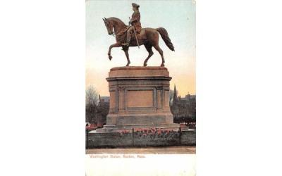 Washington Statue Boston, Massachusetts Postcard