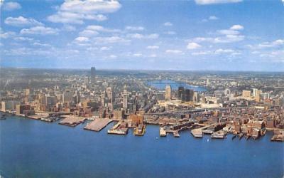Air View of Boston waterfront Massachusetts Postcard