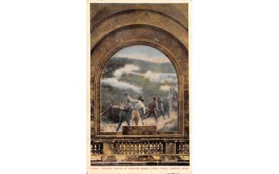 Painting of Battle of Concord Bridge Boston, Massachusetts Postcard