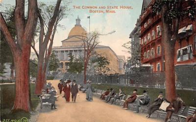 The Common & State House Boston, Massachusetts Postcard