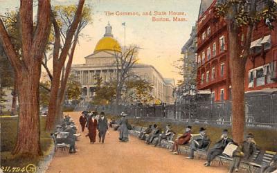 Common & State House Boston, Massachusetts Postcard