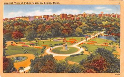 General View of Public Garden Boston, Massachusetts Postcard