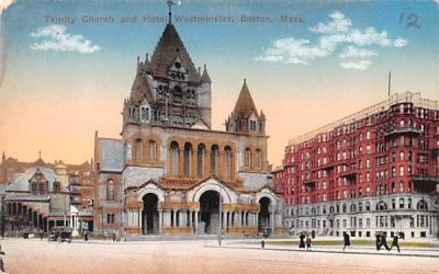 Trinity Church & Hotel Westminster Boston, Massachusetts Postcard
