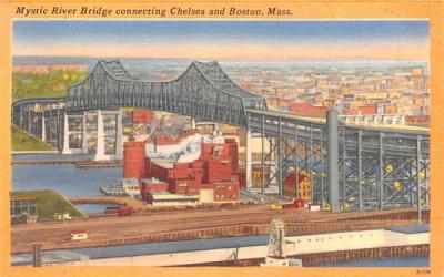 Mystic River Bridge Boston, Massachusetts Postcard