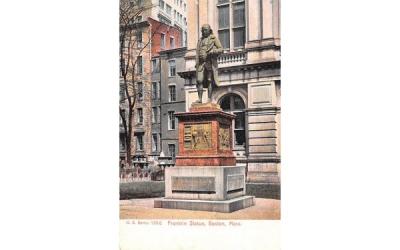 Franklin Statue Boston, Massachusetts Postcard