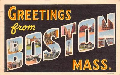 Greetings from Boston, Mass. Massachusetts Postcard