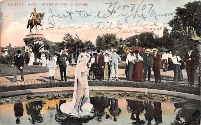 Scene in Public Garden Boston, Massachusetts Postcard