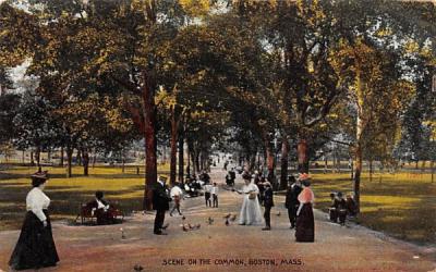 Scene on the Common Boston, Massachusetts Postcard