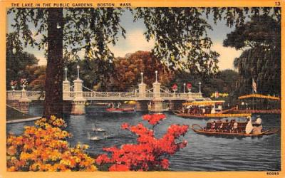 The Lake in the Public Garden Boston, Massachusetts Postcard