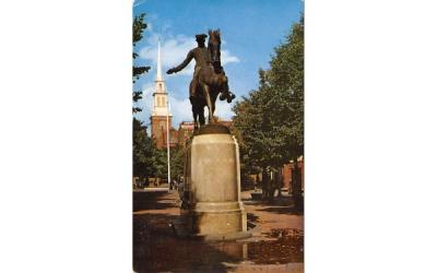 Old North Church & Paul Revere Statue Boston, Massachusetts Postcard