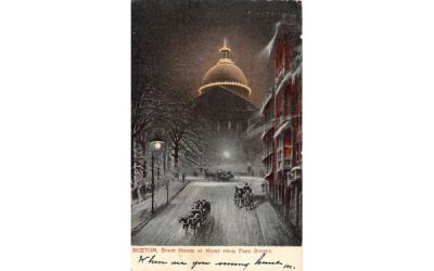 State House at Night Boston, Massachusetts Postcard