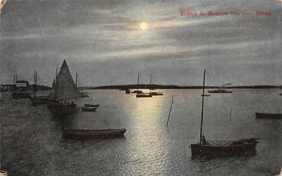 Scene in Boston Harbor Massachusetts Postcard