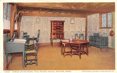 Family Living Room Boston, Massachusetts Postcard