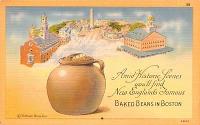 Baked Beans in Boston Massachusetts Postcard