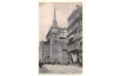 Old South Church & Washington Street Boston, Massachusetts Postcard