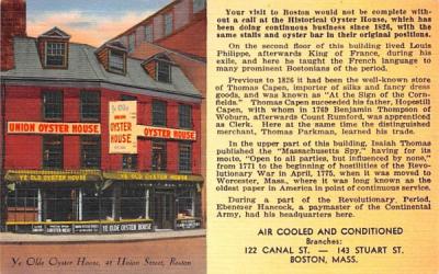 Ye Old Oyster House Boston, Massachusetts Postcard