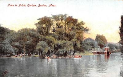 Lake in Public Garden Boston, Massachusetts Postcard