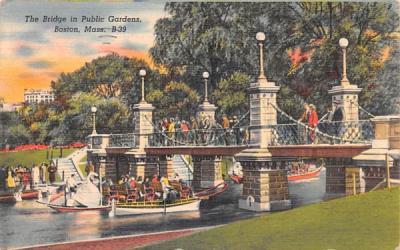 The Bridge in Public Gardens Boston, Massachusetts Postcard