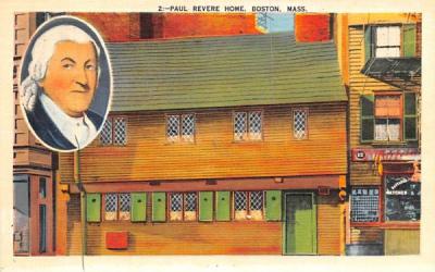 Paul Revere Home Boston, Massachusetts Postcard