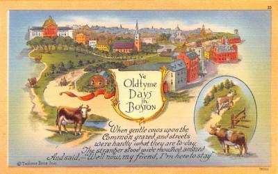 Ye Oldtyme Days in Boston Massachusetts Postcard